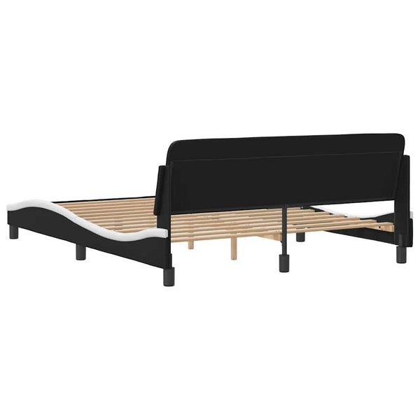Bettgestell Dover 160x200 cm Schwarz/Weiß Kunstleder