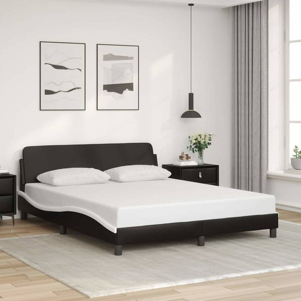 Bettgestell Dover 160x200 cm Schwarz/Weiß Kunstleder