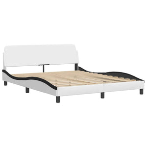 Bettgestell 160x200 cm Kunstleder Weiß/Schwarz