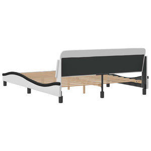 Bettgestell 160x200 cm Kunstleder Weiß/Schwarz