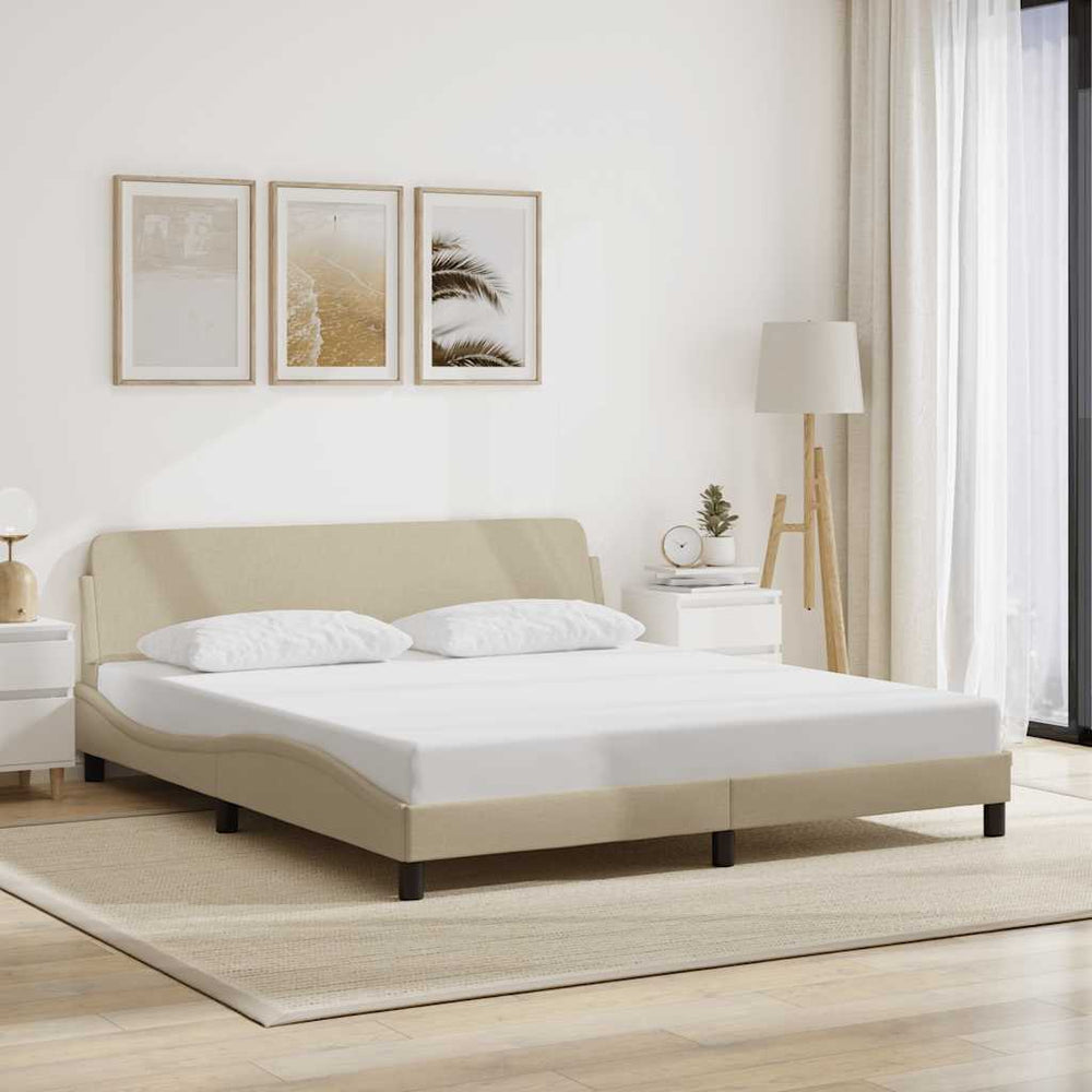 Bettgestell Creme 180x200 cm Stoff