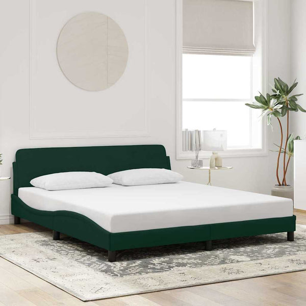 Dunkelgrünes Samt Bettgestell Dover 180x200 cm