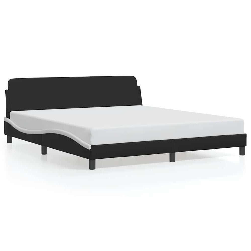 Bettgestell 180x200 cm Schwarz/Weiß Kunstleder