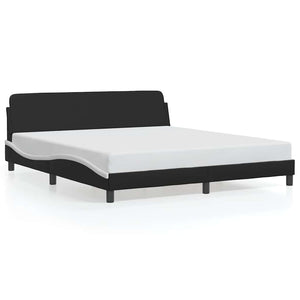 Bettgestell 180x200 cm Schwarz/Weiß Kunstleder