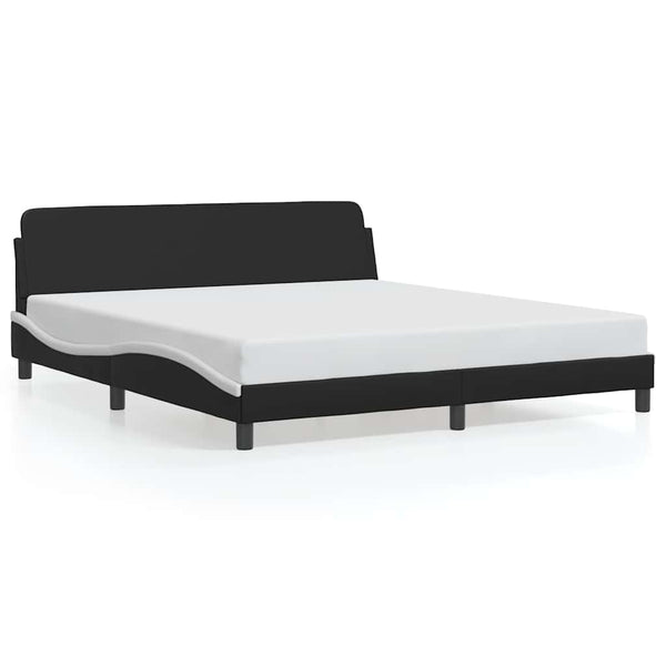 Bettgestell 180x200 cm Schwarz/Weiß Kunstleder