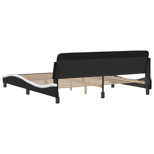 Bettgestell 180x200 cm Schwarz/Weiß Kunstleder