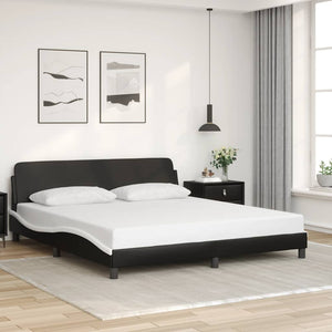 Bettgestell 180x200 cm Schwarz/Weiß Kunstleder