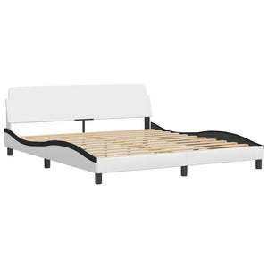 Bettgestell 180x200 cm Kunstleder Weiß/Schwarz