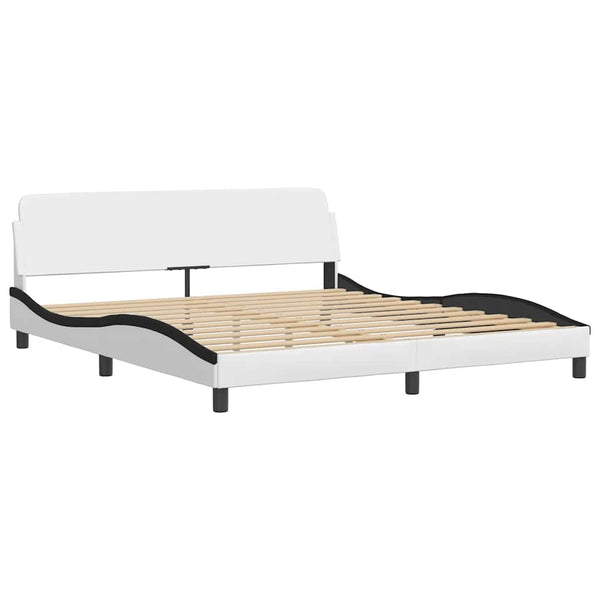 Bettgestell 180x200 cm Kunstleder Weiß/Schwarz