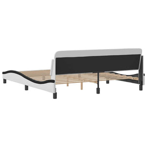 Bettgestell 180x200 cm Kunstleder Weiß/Schwarz