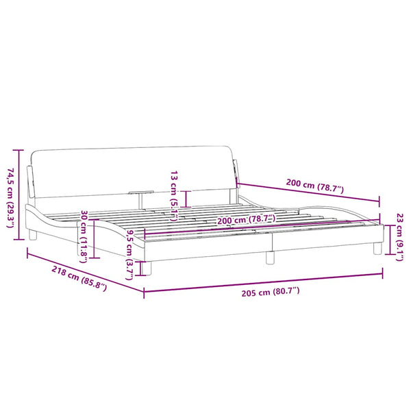 Bettgestell Dover Dunkelgrau 200x200 cm