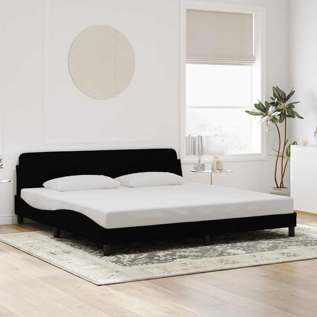 Bettgestell Schwarz Samt 200x200 cm