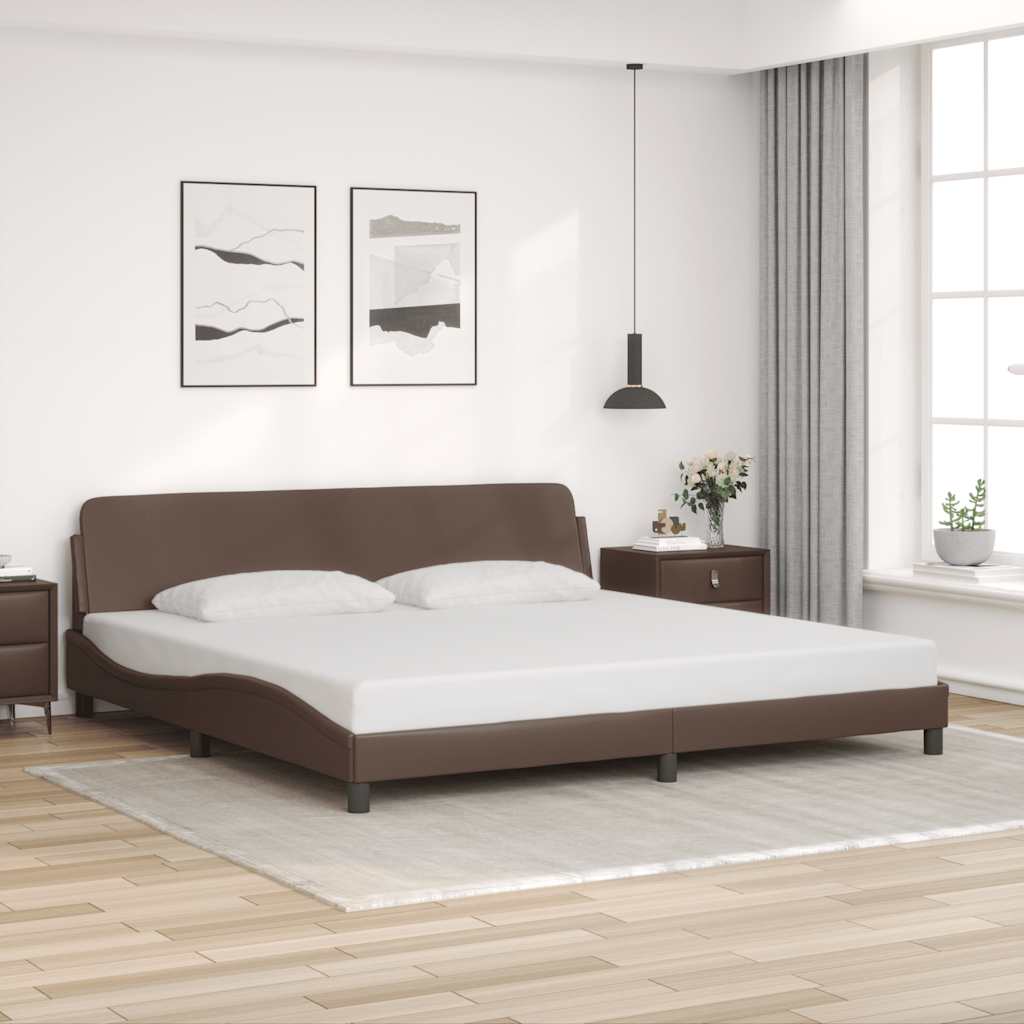 Bettgestell Dover Braun 200x200 cm Kunstleder