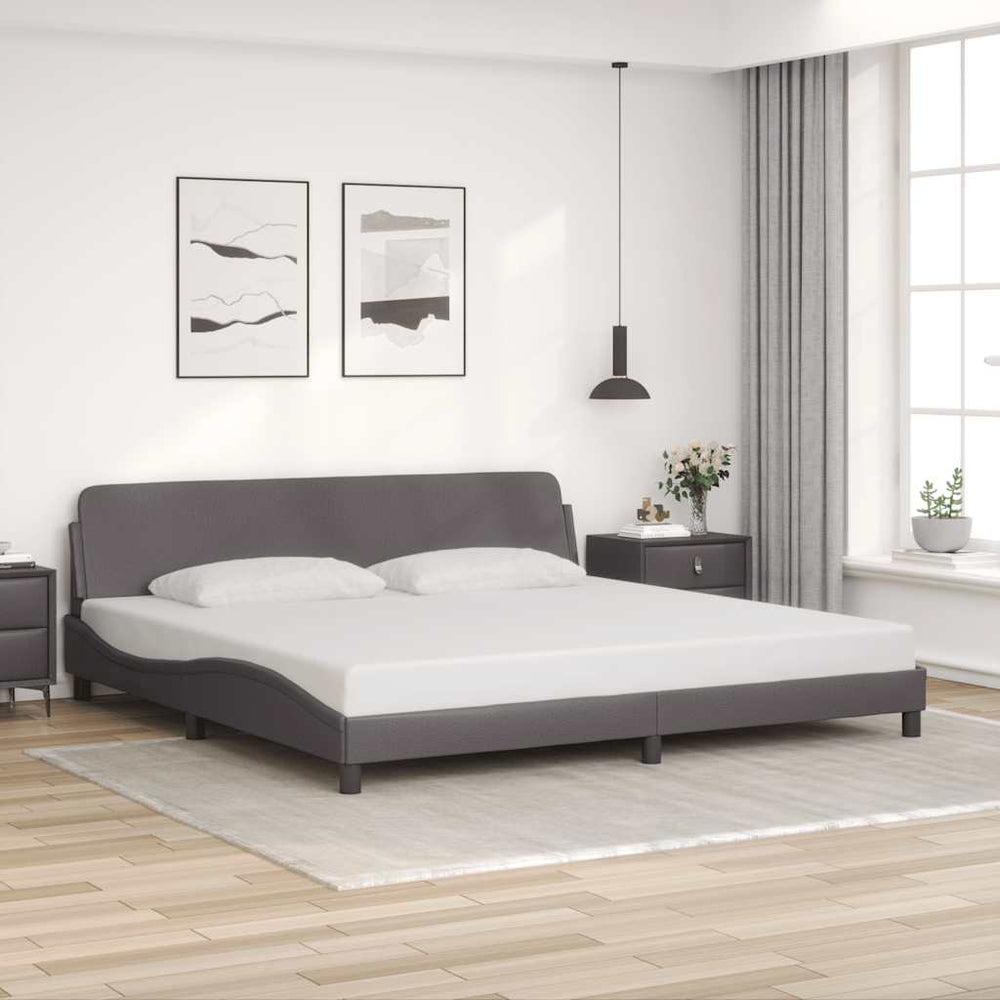 Bettgestell Dover Grau 200x200 cm Kunstleder
