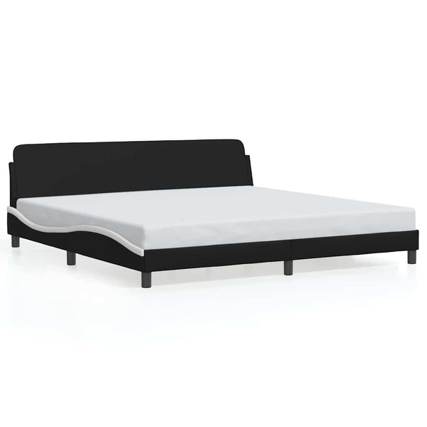 Bettgestell Dover 200x200 cm Kunstleder Schwarz/Weiß