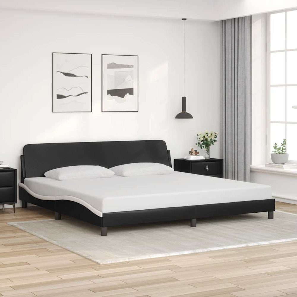 Bettgestell Dover 200x200 cm Kunstleder Schwarz/Weiß