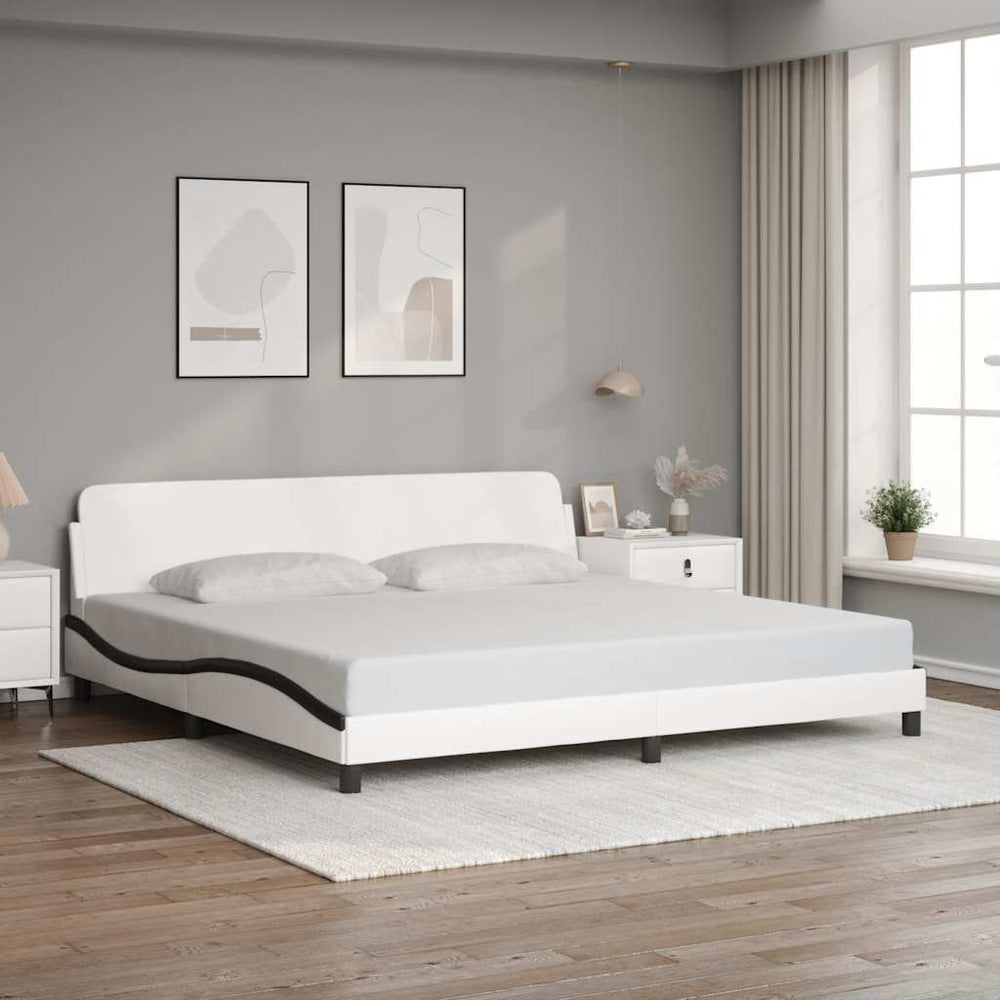 Bettgestell Dover 200x200 cm Kunstleder Weiß/Schwarz