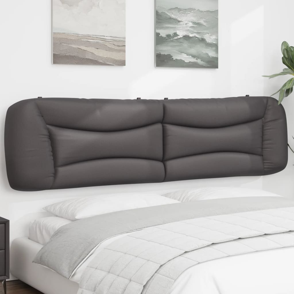 Kopfteil Kissen Grau Kunstleder 200 cm