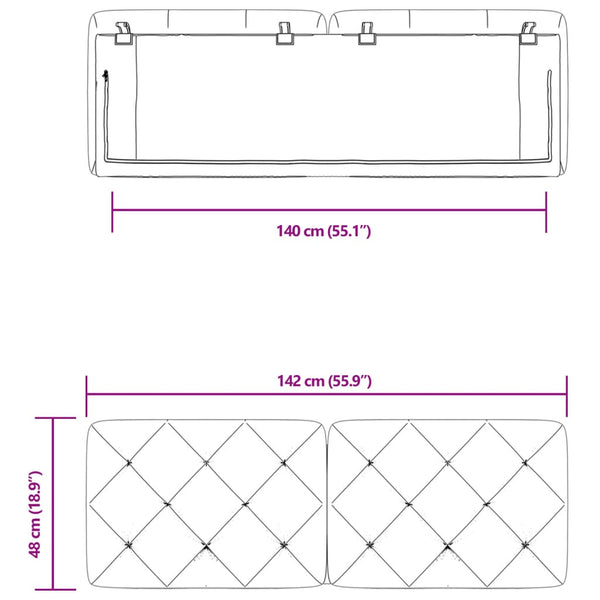 Schwarzes Samt Kopfteil-Kissen 140 cm