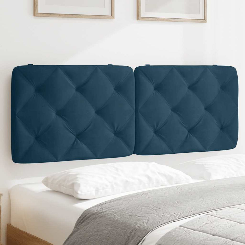 Kopfteil Kissen Blau Samt 140 cm