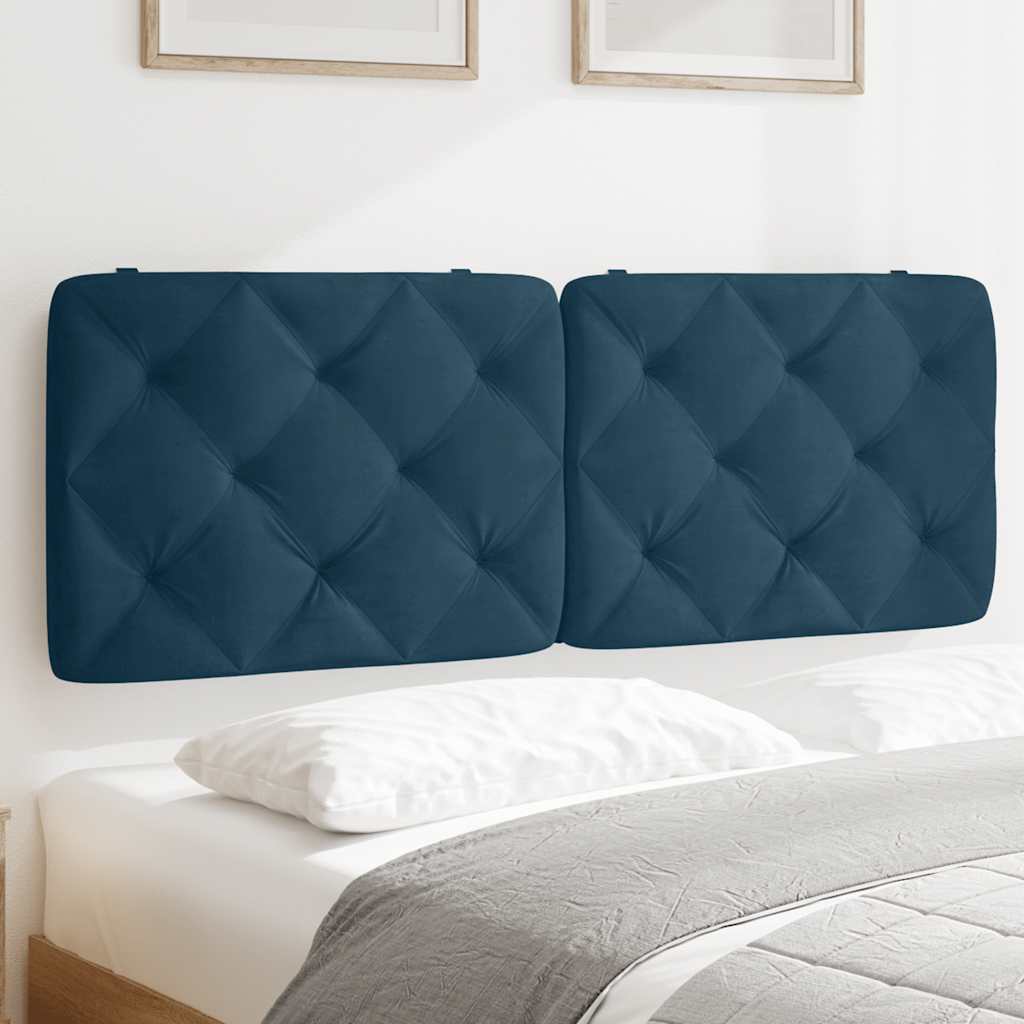 Kopfteil Kissen Blau Samt 140 cm
