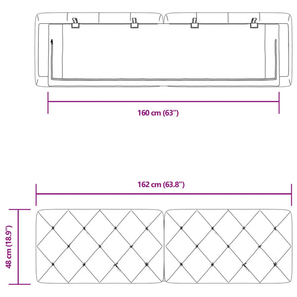 Samt Kopfteil Kissen Rosa 160 cm