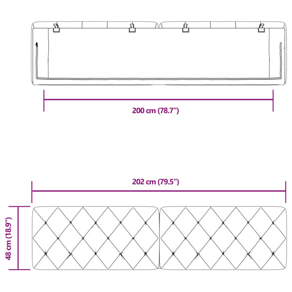 Kopfteil Kissen Rosa Samt 200 cm