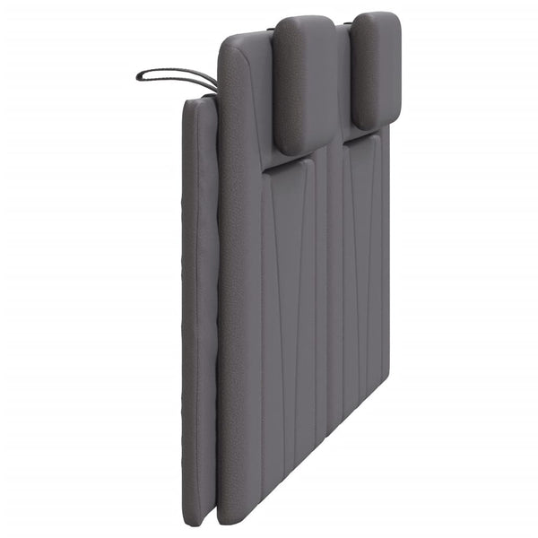 Kopfteil Kissen Grau 120 cm Kunstleder