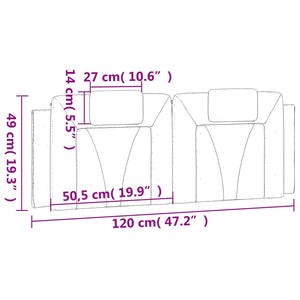 Kopfteil Kissen Grau 120 cm Kunstleder