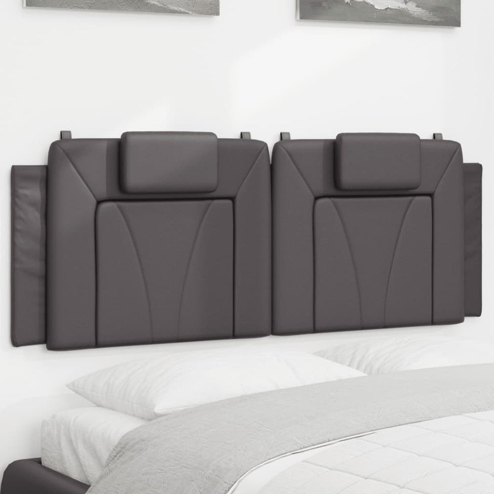 Kopfteil Kissen Grau 120 cm Kunstleder