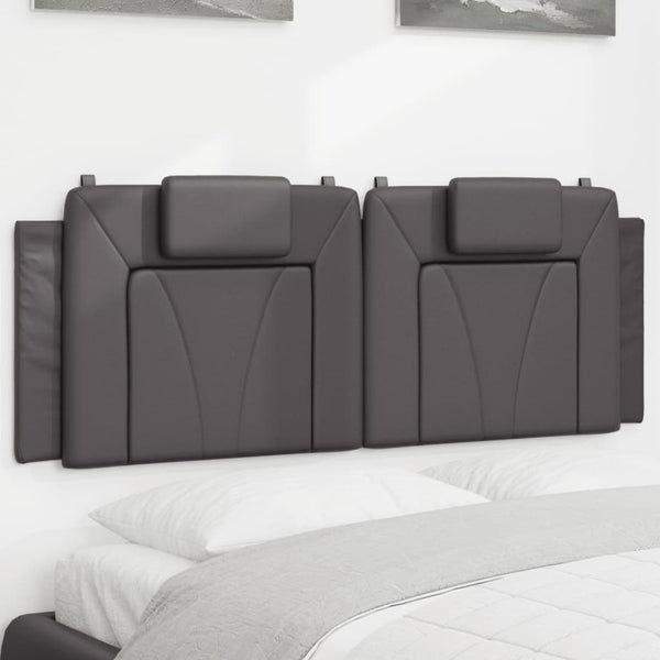 Kopfteil Kissen Grau 120 cm Kunstleder
