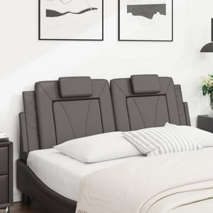 Kopfteil Kissen Grau 140 cm Kunstleder