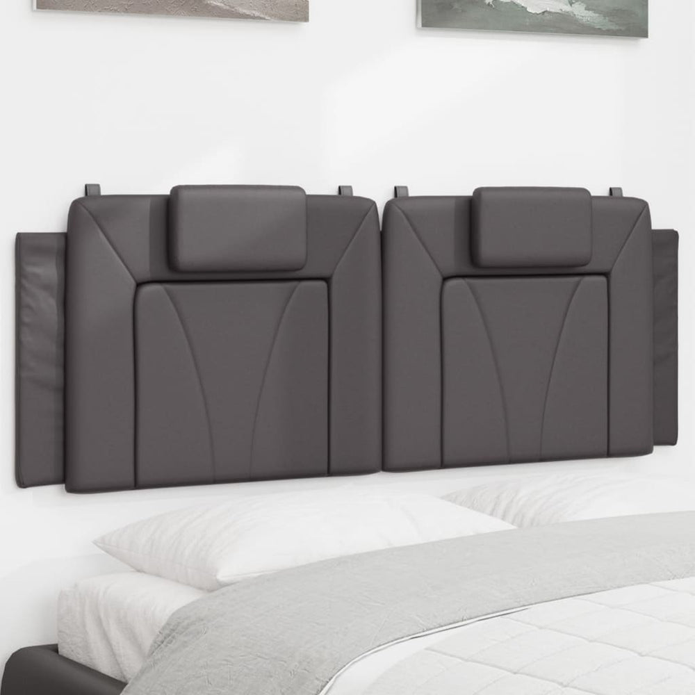 Kopfteil Kissen Grau 140 cm Kunstleder