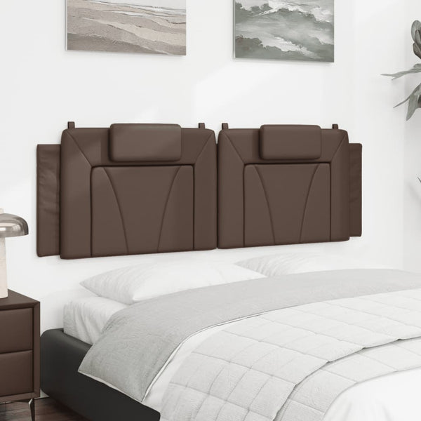 Kopfteil Kissen Braun Kunstleder 160 cm
