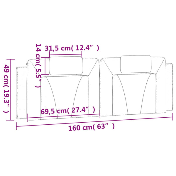 Kopfteil Kissen Viana Grau 160cm Kunstleder