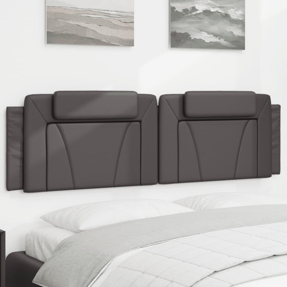 Kopfteil Kissen Grau Kunstleder 180 cm