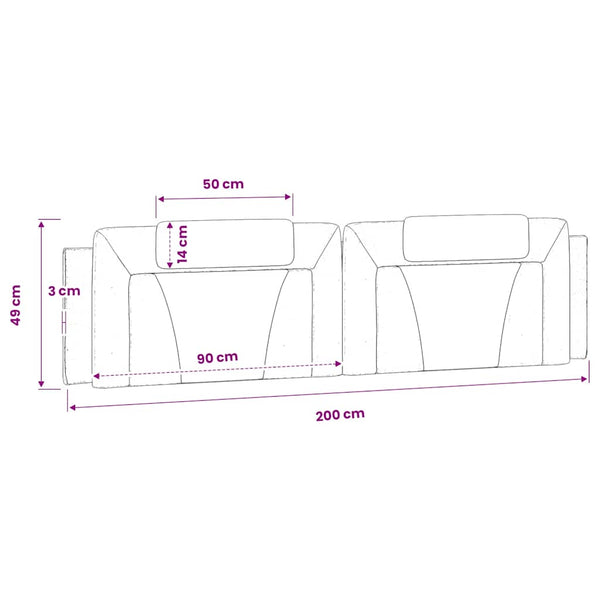 Kopfteil Kissen Viana Cappuccino Braun 200cm