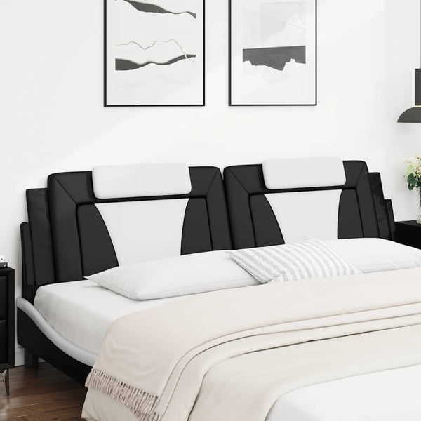 Kopfteil Kissen Viana, 200 cm, Schwarz & Weiß Kunstleder