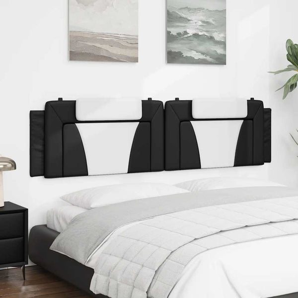 Kopfteil Kissen Viana, 200 cm, Schwarz & Weiß Kunstleder