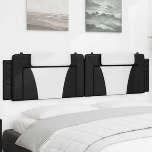 Kopfteil Kissen Viana, 200 cm, Schwarz & Weiß Kunstleder