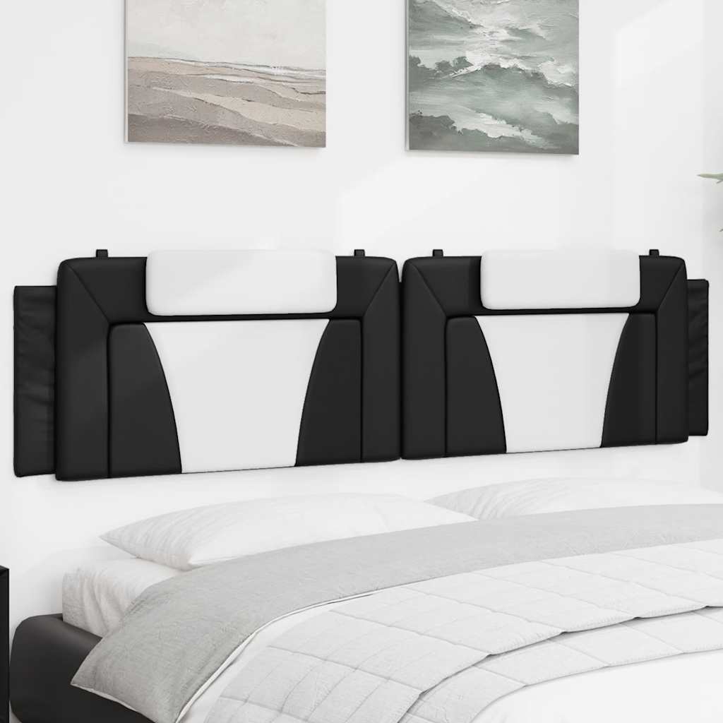 Kopfteil Kissen Viana, 200 cm, Schwarz & Weiß Kunstleder