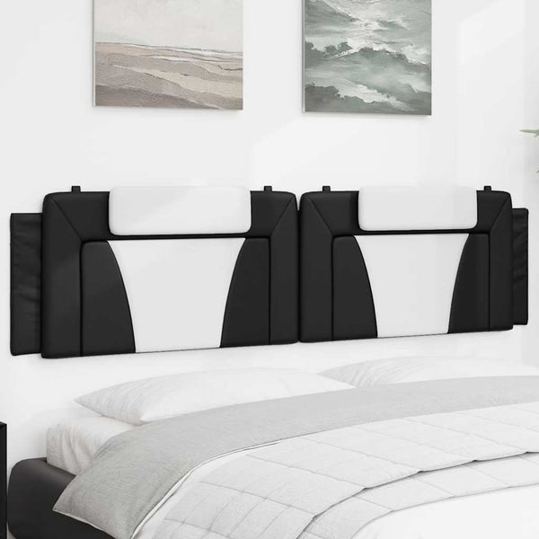 Kopfteil Kissen Viana, 200 cm, Schwarz & Weiß Kunstleder