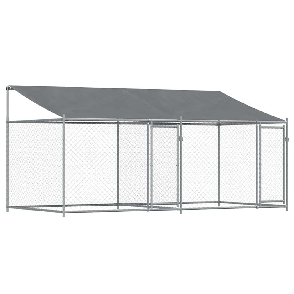 Hundezwinger mit Dach 4x2x2 m Grau
