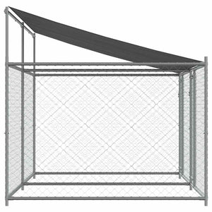 vidaXL Chenil pour chien avec toit et portes Gris 4 x 2 x 2 m Acier galvanisé