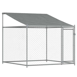 vidaXL Chenil pour chien avec toit et portes Gris 4 x 2 x 2 m Acier galvanisé