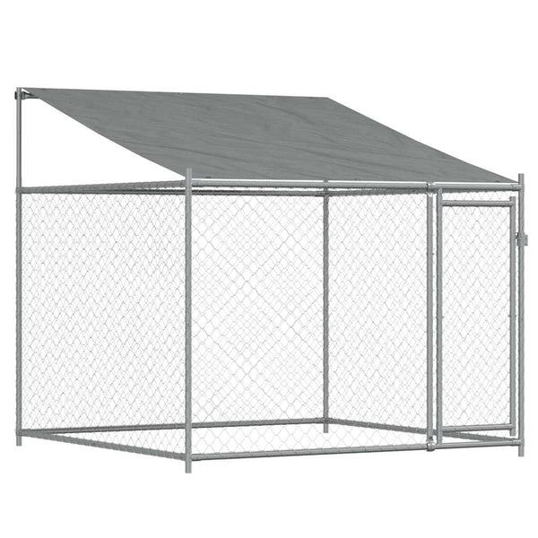 vidaXL Chenil pour chien avec toit et portes Gris 4 x 2 x 2 m Acier galvanisé