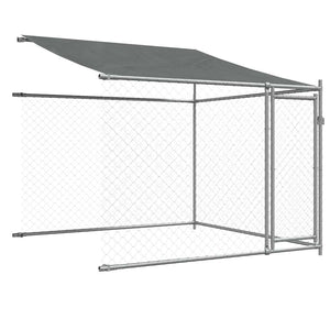 vidaXL Chenil pour chien avec toit et portes Gris 4 x 2 x 2 m Acier galvanisé