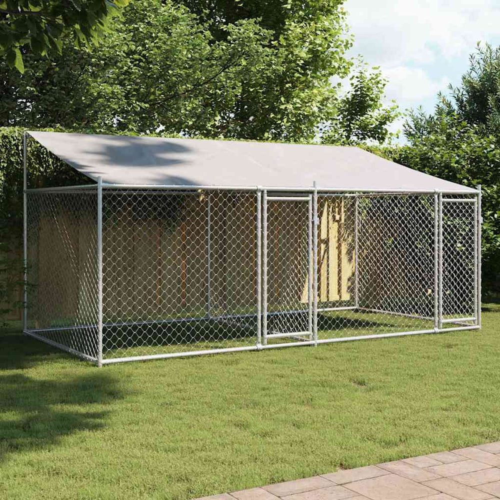 Hundezwinger mit Dach 4x2x2 m Grau