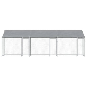 vidaXL Chenil avec toit et portes Gris 6x2x2 m Acier galvanisé