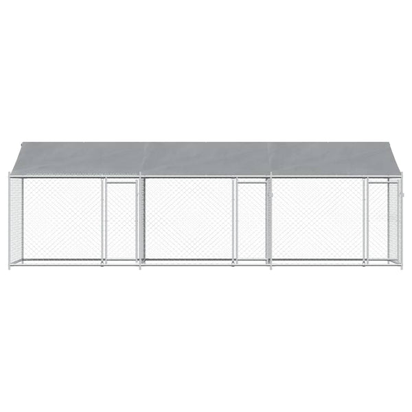 vidaXL Chenil avec toit et portes Gris 6x2x2 m Acier galvanisé